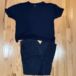 GAP Navy Tee and Polka Dot pajama Pants Set